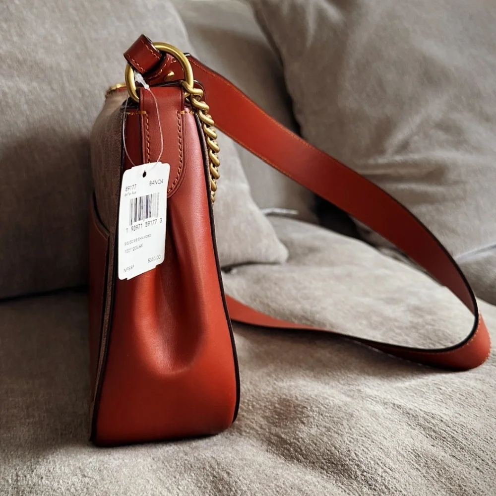 Coach Signature Canvas Crossbody Bag with Tan and Rust Accents - Picture 2 of 7